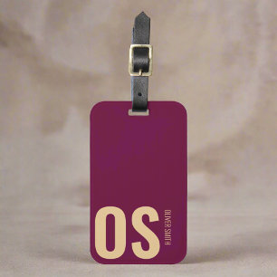 Etiqueta Para Maletas Negrita Monograma inicial Burgundy Travel Branding