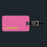 Etiqueta Para Maletas Negrita rosa brillante rosa y amarillo moderno per<br><div class="desc">Audaz tipografía rosa brillante y amarilla Etiqueta de equipaje personalizada moderna</div>