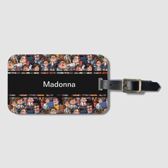 Etiqueta Para Maletas negro de estrés laboral (Anverso horizontal)