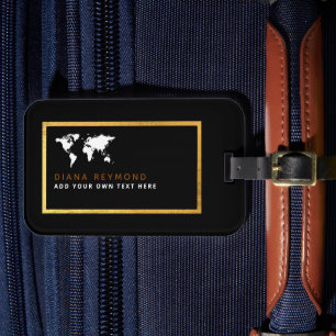 Etiqueta Para Maletas negro de viaje mundial