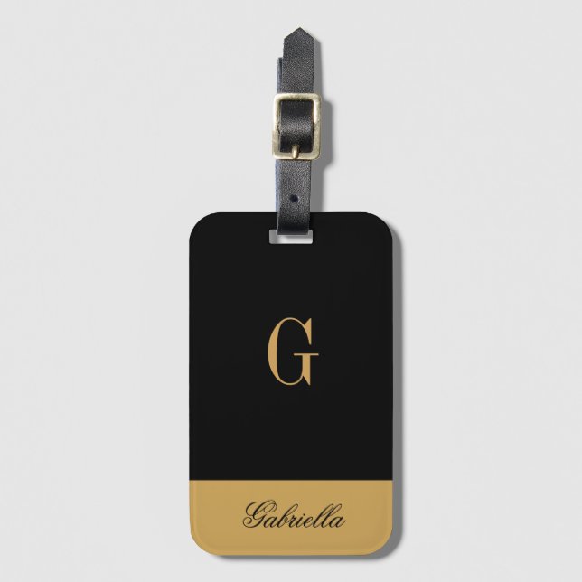 Etiqueta Para Maletas Negro del oro (Anverso vertical)