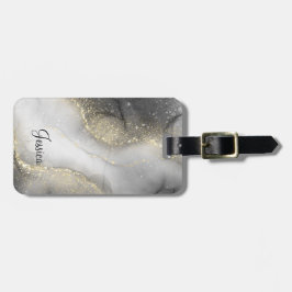 Etiqueta Para Maletas Negro y oro moderno con marcas