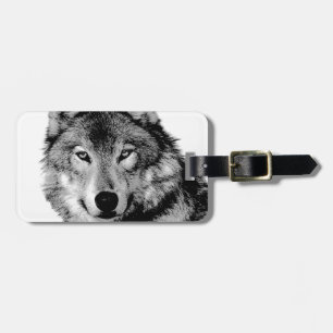 Etiqueta Para Maletas Negro y White Wolf