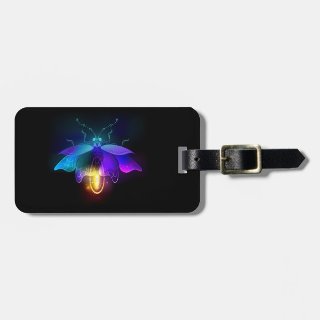 Etiqueta Para Maletas Neon Firefly en negro (Frente Horizontal)