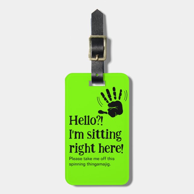 Etiqueta Para Maletas ¿Neon Hola divertida? Estoy aquí (Frente Vertical)