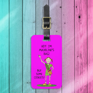 Etiqueta Para Maletas Neon HOT PINK Chica Scout JUNIOR   PERSONALIZADO