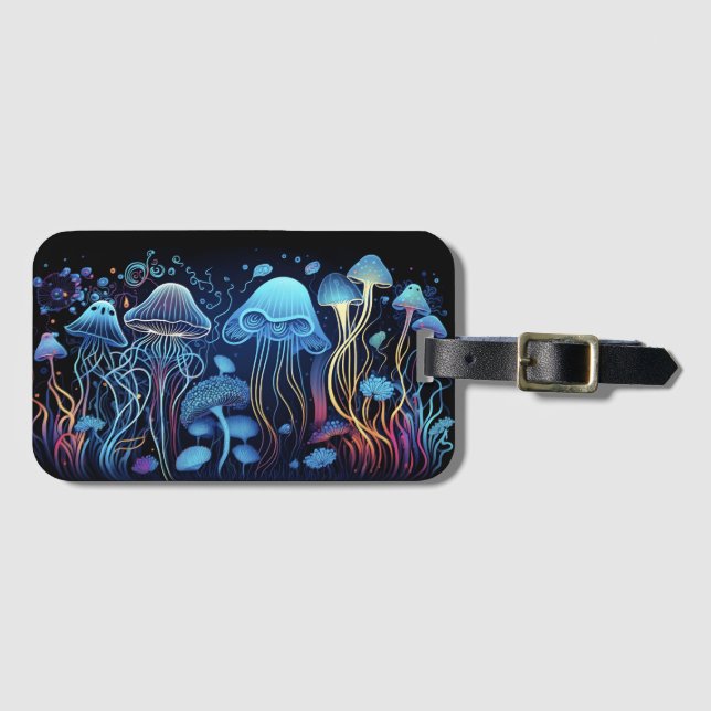 Etiqueta Para Maletas Neon Jellyfish (Anverso horizontal)