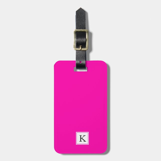 Etiqueta Para Maletas neon pink fashion monogram (Frente Vertical)
