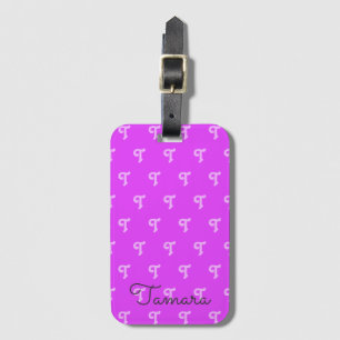 Etiqueta Para Maletas Neon Purple Bold Diversión Monogramado Inicial