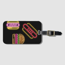 Neon Rótulo Style Hotdog Hamburger Lumaletas Etiqu