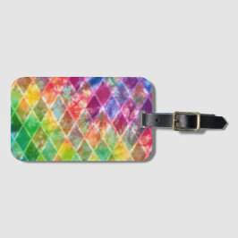 Etiqueta Para Maletas Neon Tie Dye Watercolor Harlequin Argyle