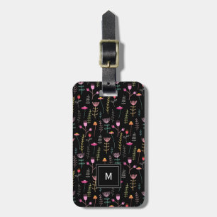 Etiqueta Para Maletas Neon Wildflowers on Black,