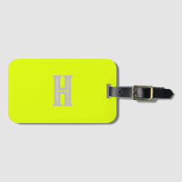 Etiqueta Para Maletas Neon Yellow Monogramed Trendy Travel Bright