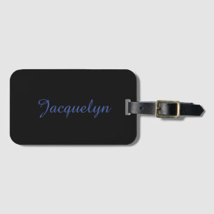 Etiqueta Para Maletas Neutral Black & Blue Plain Elegant Nombre propio m