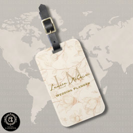 Etiqueta Para Maletas Neutral Wildflower Monogram Business Travel