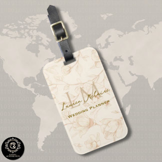 Etiqueta Para Maletas Neutral Wildflower Monogram Business Travel