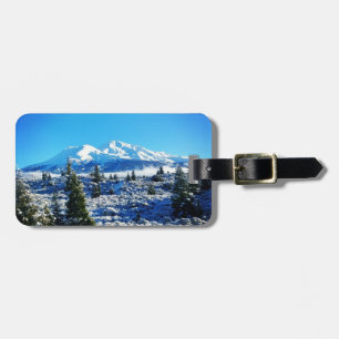 Etiqueta Para Maletas Nieve de invierno en el Monte Shasta, CA