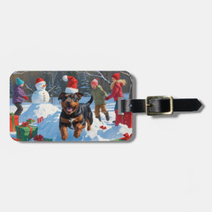 Etiqueta Para Maletas Nieve festiva de Navidades de Staffordshire en Est