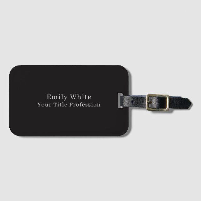 Etiqueta Para Maletas Night Black Plain Elegant Professional Modern (Anverso horizontal)