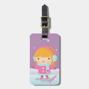 Etiqueta Para Maletas Niña Bonita Patinadora sobre Hielo Personalizado P