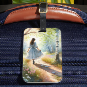Etiqueta Para Maletas Niña Caprichosa Bailando a Través del Bosque de Ab
