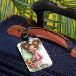 ETIQUETA PARA MALETAS NIÑA CUQUETA Y CAPRICHOSA EN LA PLAYA