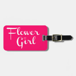 Etiqueta Para Maletas Niña flor guión retro blanco en rosa caliente