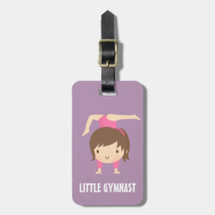 Etiqueta Para Maletas Niña Gimnasta Adorable Pose de Gimnasia