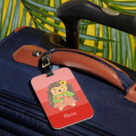 Etiqueta Para Maletas Niña Hedgehog Flores humeantes Corales