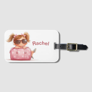 Etiqueta Para Maletas Niña Personalizada con Maleta Rosa Nombre Personal