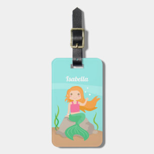 Etiqueta Para Maletas Niña Sirena Linda Debajo Del Mar Personalizada