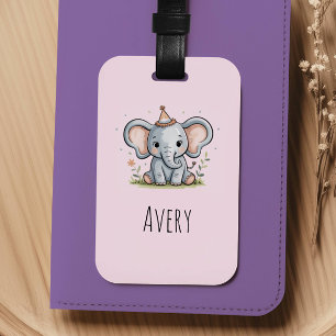 Etiqueta Para Maletas Niñas Elefante Lindo Niños