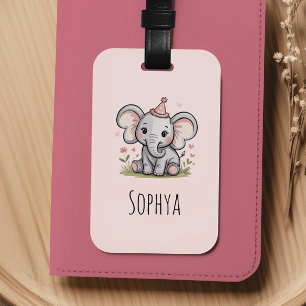 Etiqueta Para Maletas Niñas Elefante Rosa Lindo Niños