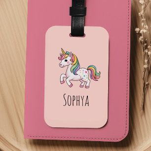 Etiqueta Para Maletas Niñas Lindo Unicornio Rosa Kids