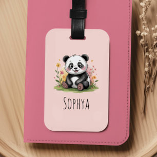 Etiqueta Para Maletas Niñas Panda Rosa Lindo Kids
