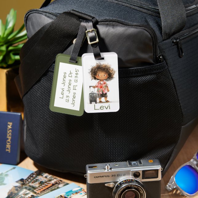 Etiqueta Para Maletas Niño con maleta (Anverso & Reverso)