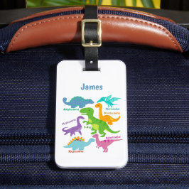 Etiqueta Para Maletas Niños con dinosaurios pequeños personalizados