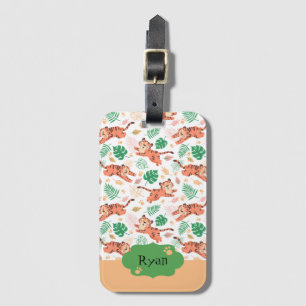 Etiqueta Para Maletas Niños cortan el Safari de la Selva Salvaje del Tig