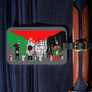 Etiqueta Para Maletas Niños de Gaza pintando la bandera de Palestina 