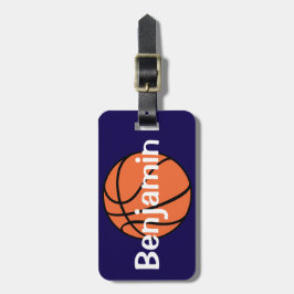 Etiqueta Para Maletas Niños Deportivos Cute Blue Basketball Niños
