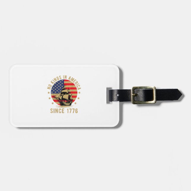 Etiqueta Para Maletas No Kings In America Since 1776 US Flag Patriotic  (Frente Horizontal)