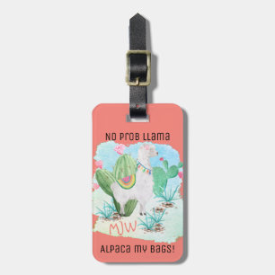 Etiqueta Para Maletas No Prob Llama Alpaca My Bags - Coral Personalizado