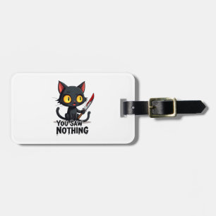 Etiqueta Para Maletas No Viste Nada Gato Negro Divertido Halloween