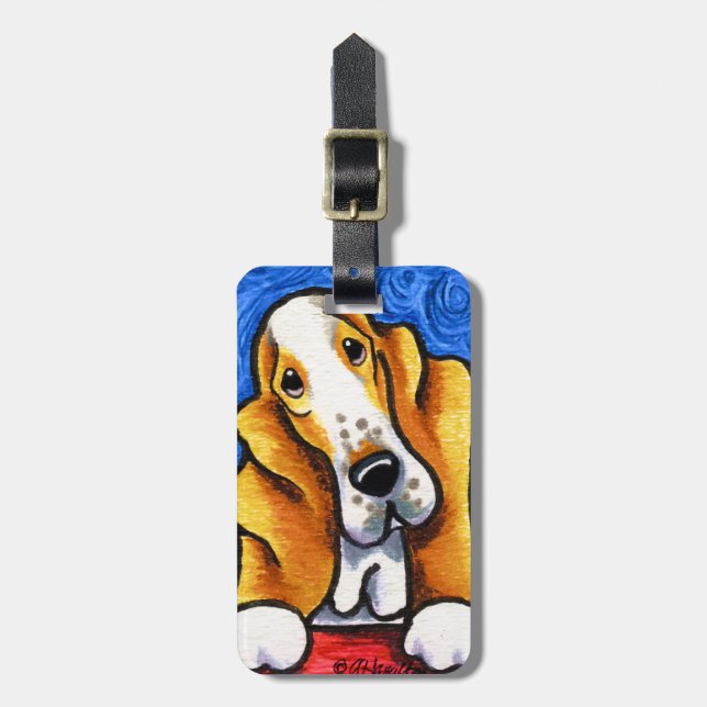Etiqueta Para Maletas Noche Basset Hound Starry (Frente Vertical)
