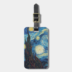 Etiqueta Para Maletas Noche estrellada de Van Gogh Vintage Azul Obra Mae
