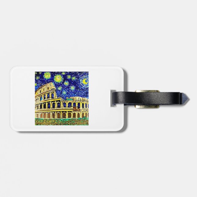 Etiqueta Para Maletas Noche estrellada Roma Italia (Atrás Horizontal)