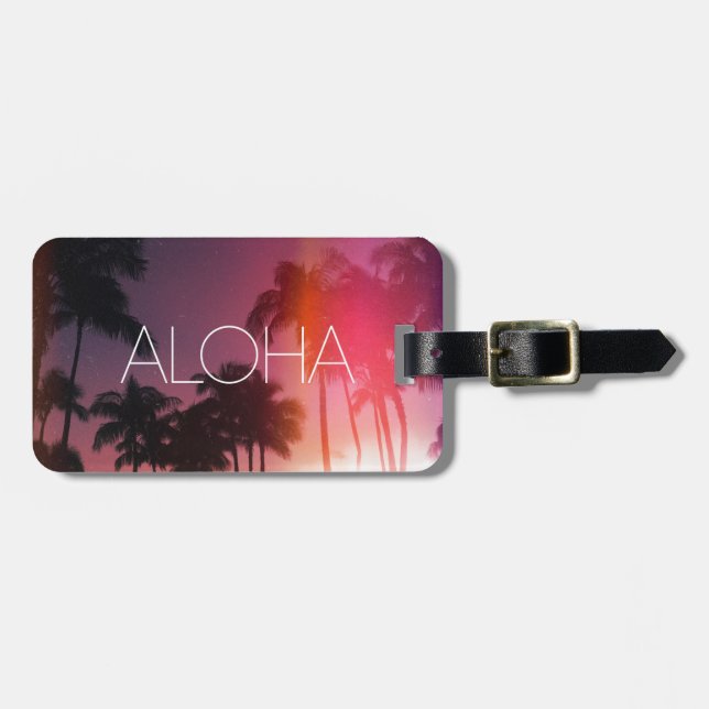 Etiqueta Para Maletas Noche tropical de Aloha (Frente Horizontal)