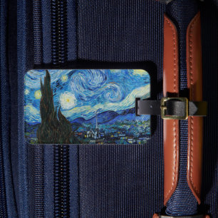 Etiqueta Para Maletas Noche Van Gogh Starry. Arte vintage impresionista