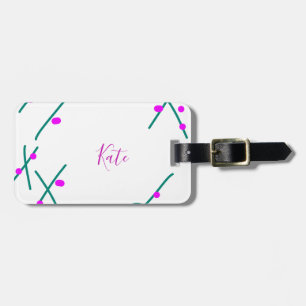 Etiqueta Para Maletas nombre de árbol de cerezo verde rosa boho retro rú