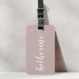 Etiqueta Para Maletas Nombre de caligrafía rosa polvoriento